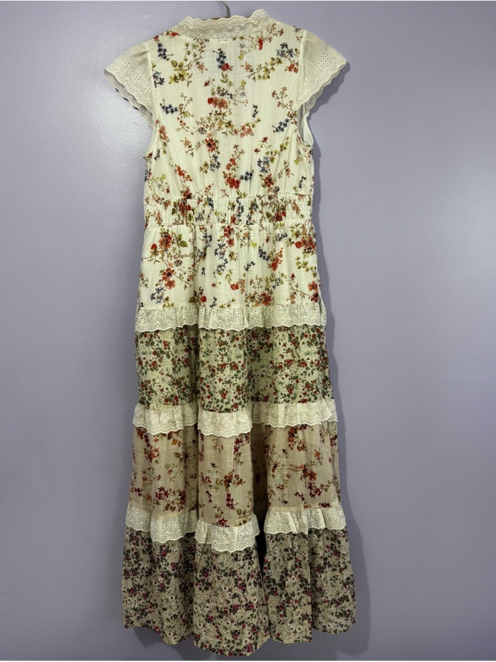 Anthropologie White Floral Tiered Midi Dress - Picture 12 of 14